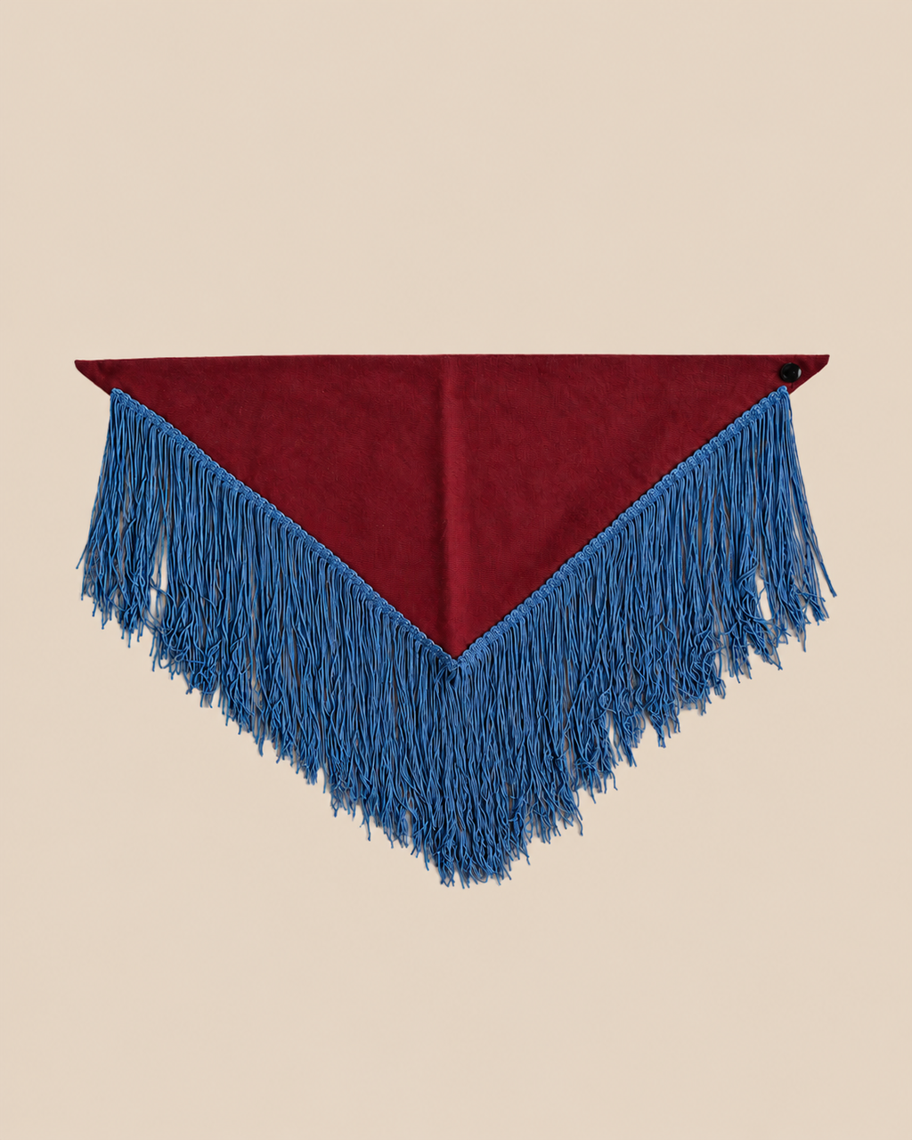 Cotton fringed triangle - Pattern brown and blue