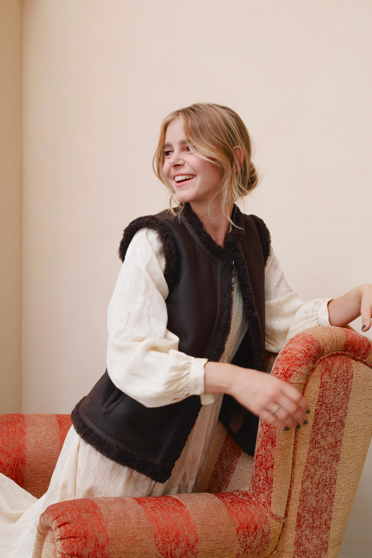 Gilet in montone nappa - Marrone scuro