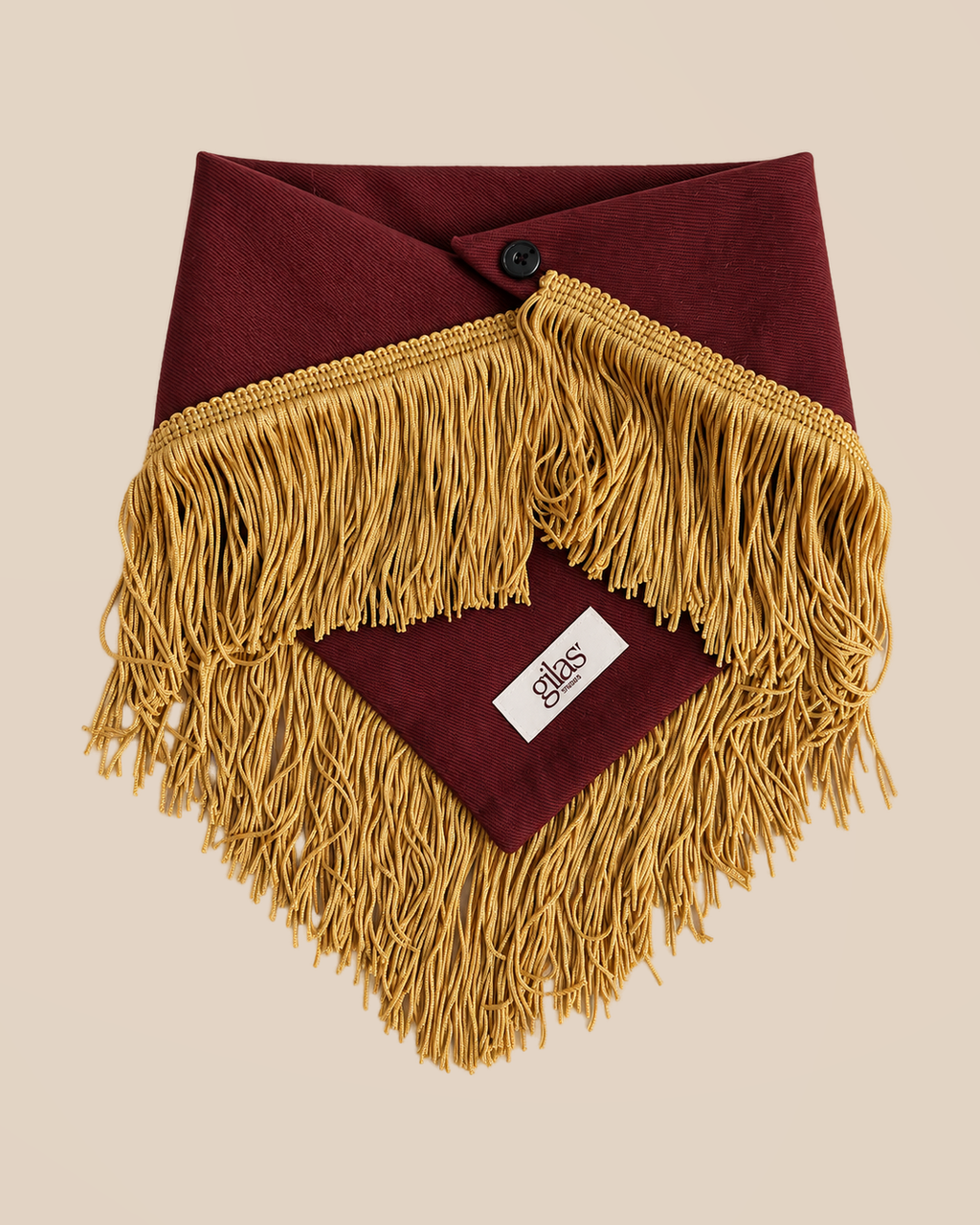 Cotton fringed triangle - pattern brown and mustard — folded view