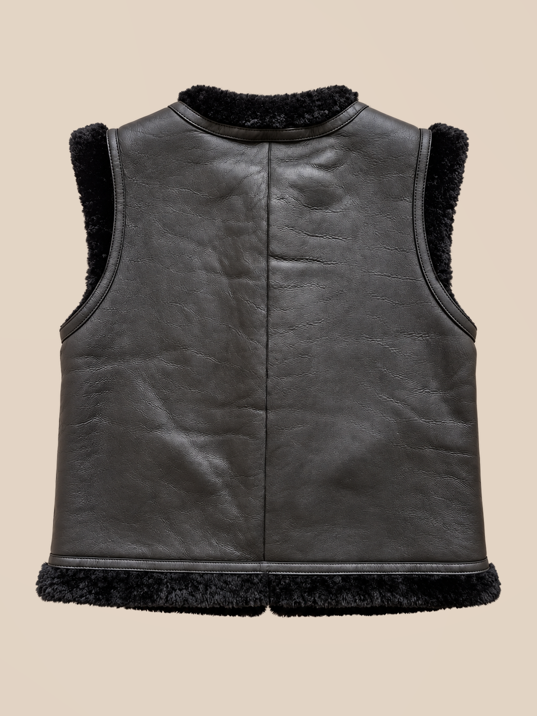 Nappa shearling gilet - Black — back view