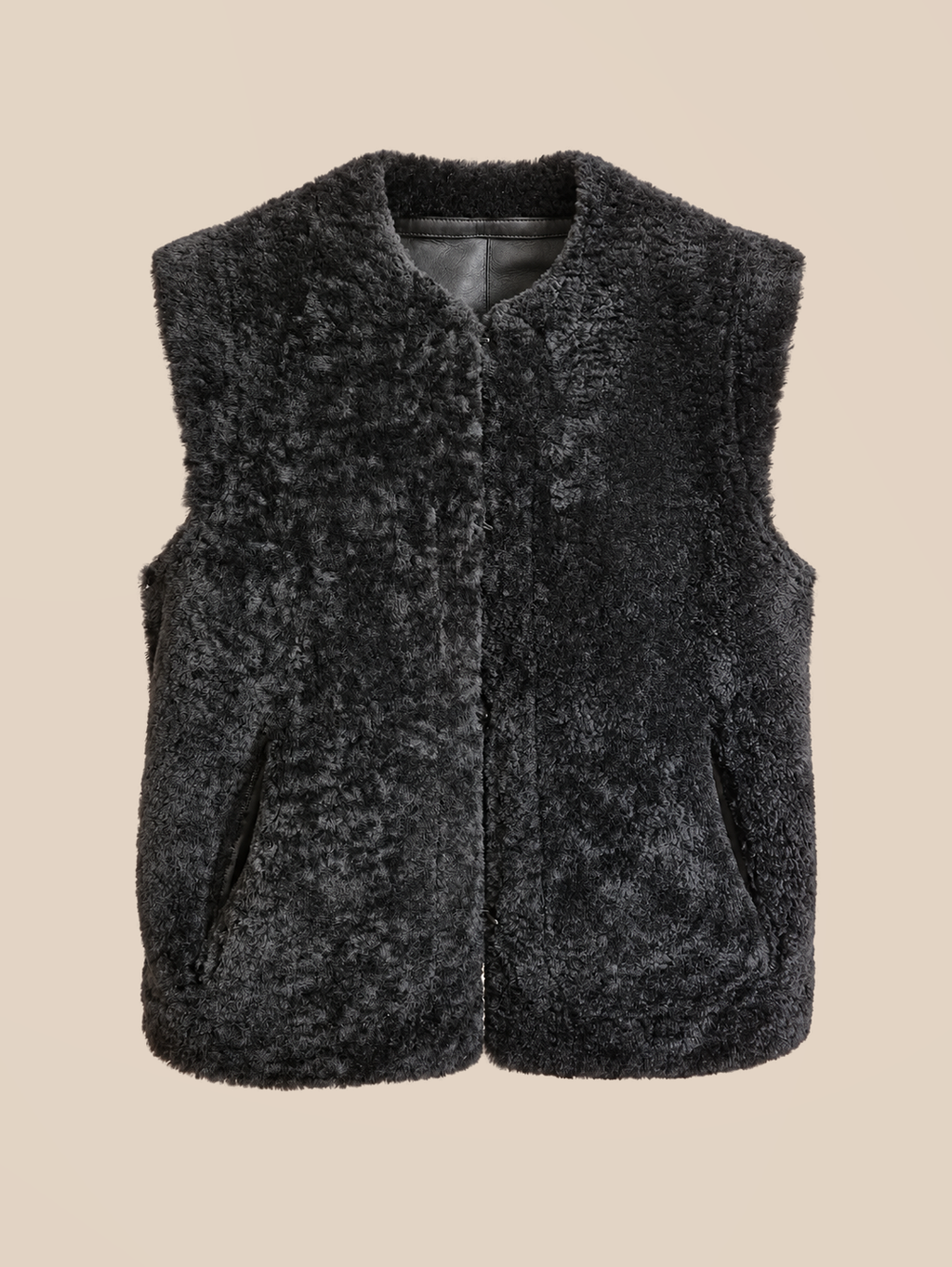 Nappa shearling gilet - Black — reversible shearling side