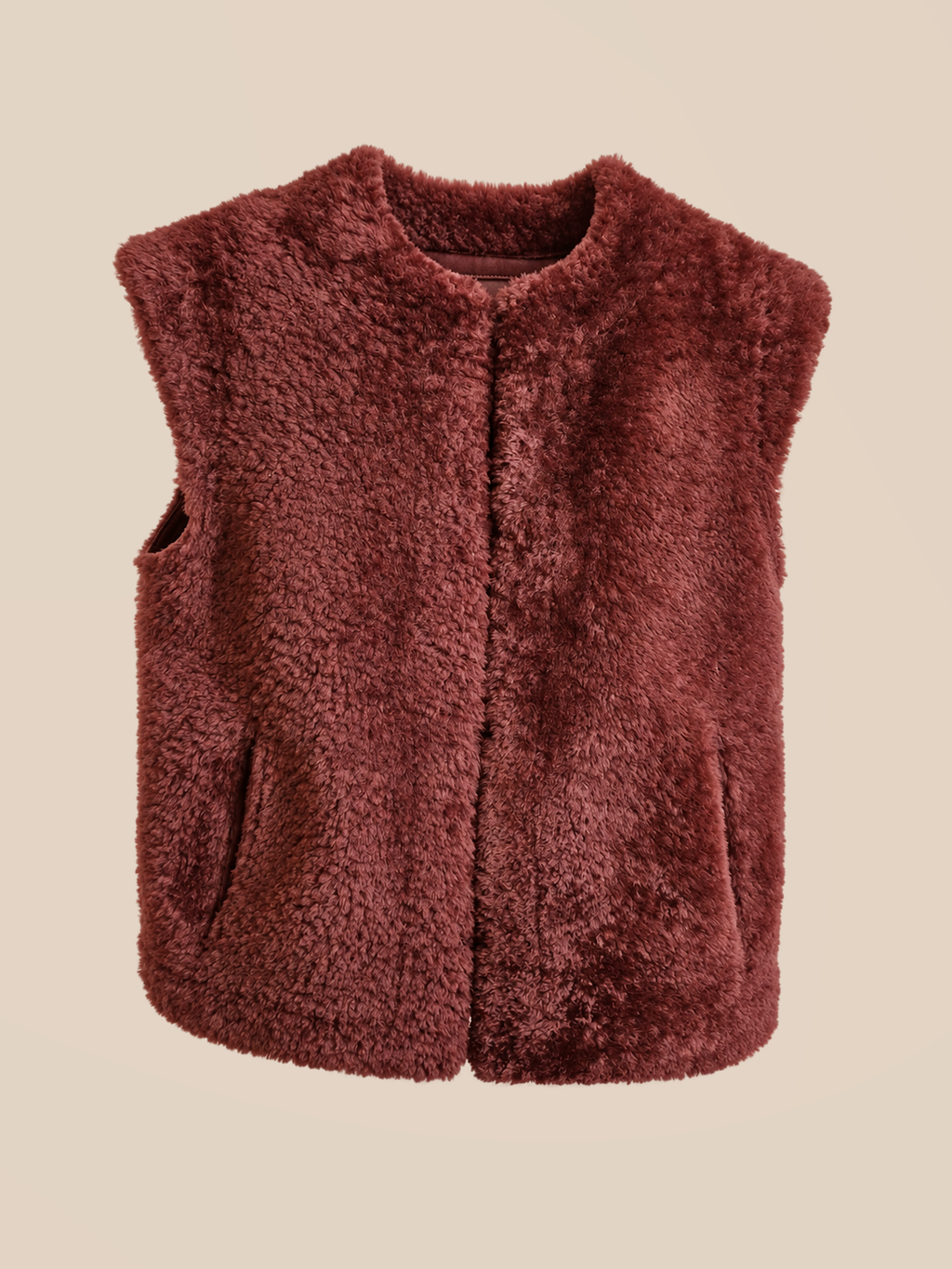 Nappa shearling gilet - Burgundy — reversible shearling side