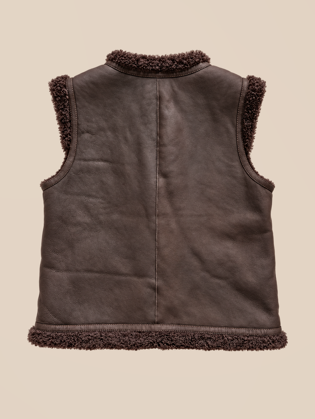 Nappa shearling gilet - Dark Brown — back view