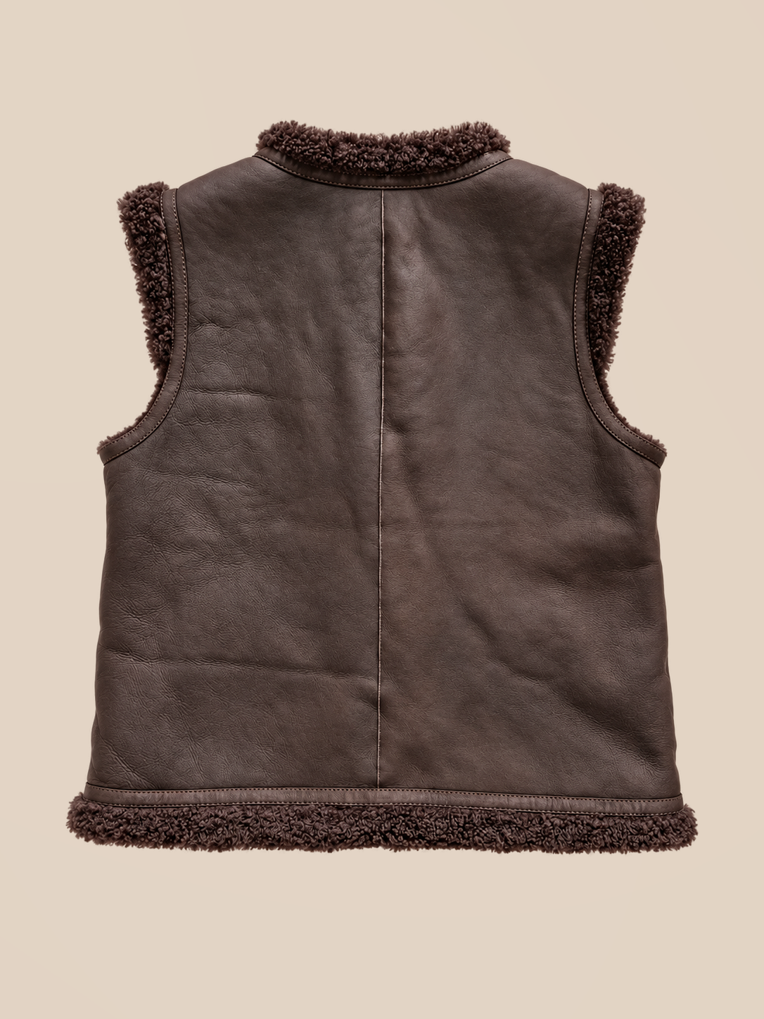 Nappa shearling gilet - Dark Brown — back view