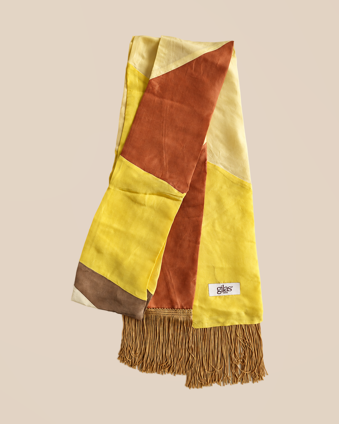 Silk scarf - pattern yellow colour blocks — full view
