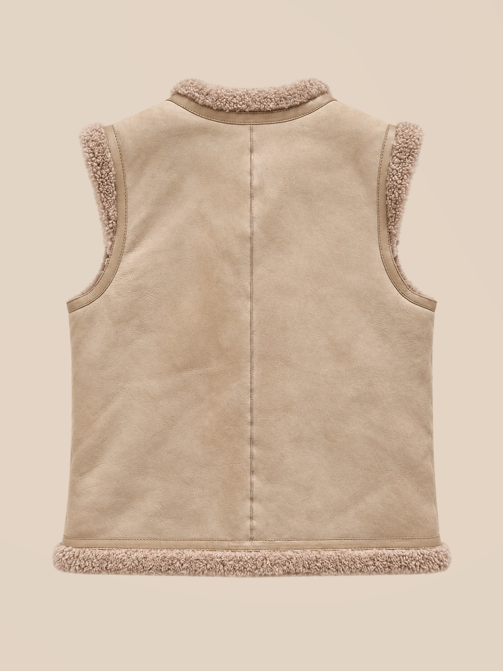 Suede shearling gilet - Beige — back view