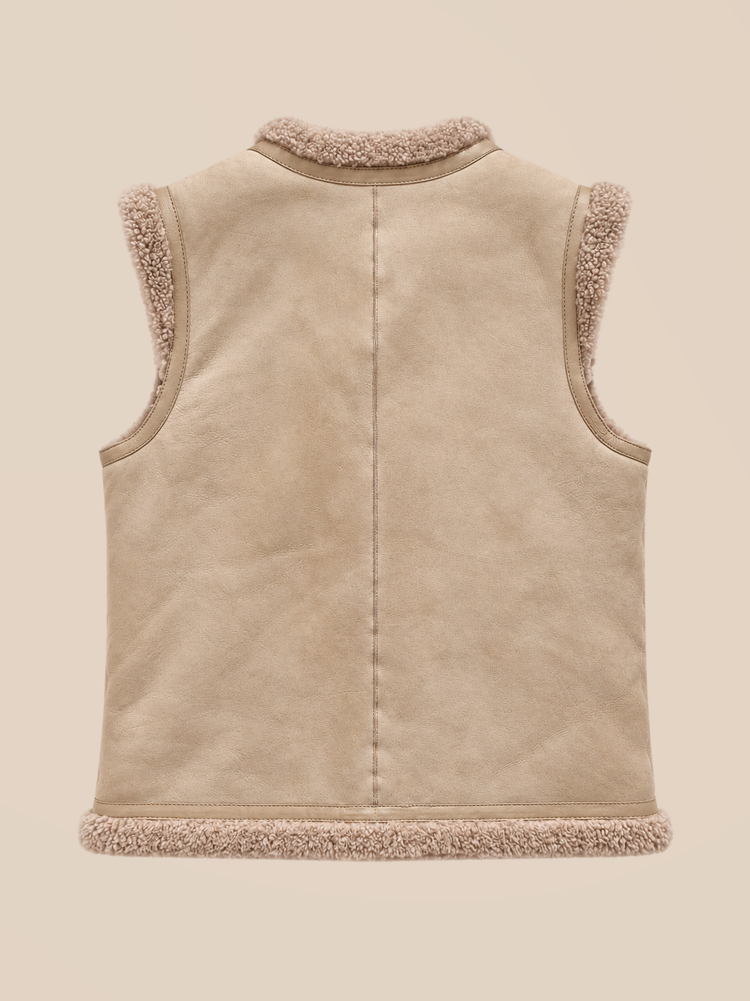 Suede shearling gilet - Beige — back view