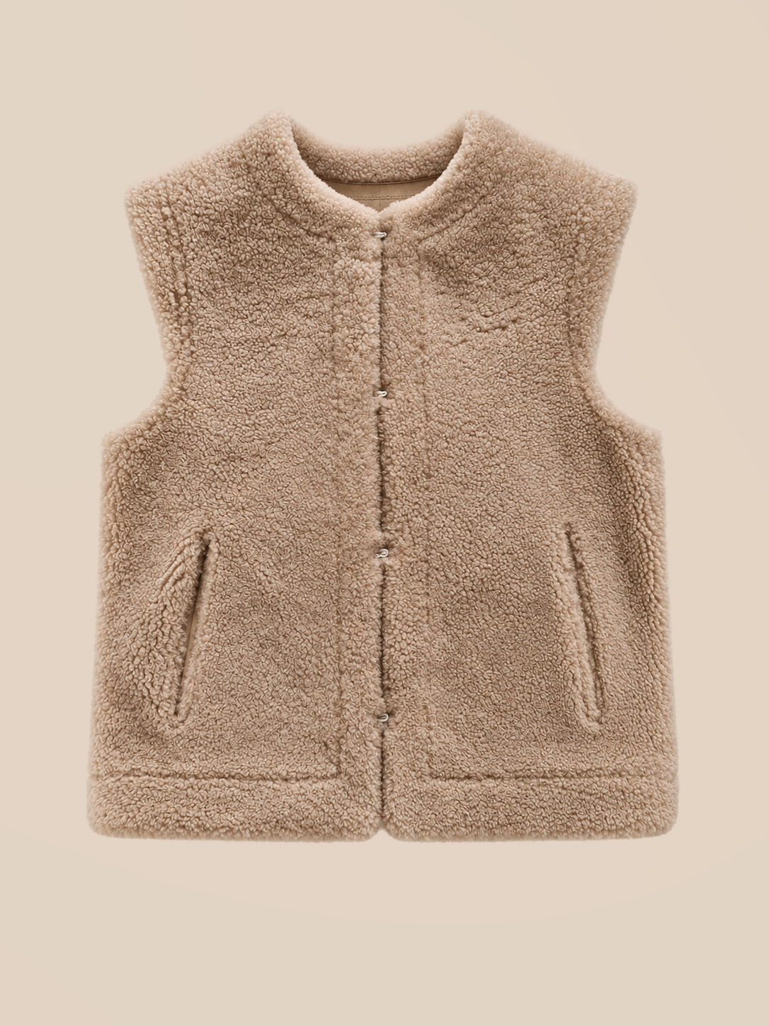 Suede shearling gilet - Beige — reversible shearling side