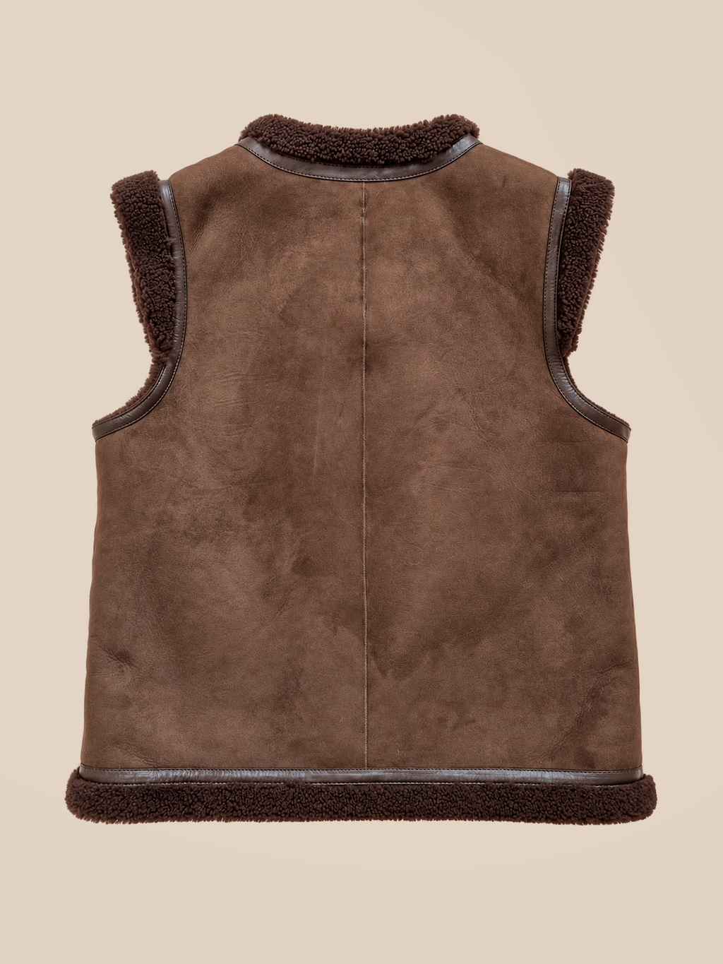 Suede shearling gilet - Chocolate — back view