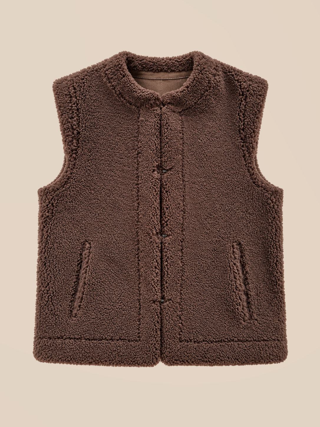 Suede shearling gilet - Chocolate — reversible shearling side