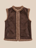 Suede shearling gilet - Coffee Melange — front view