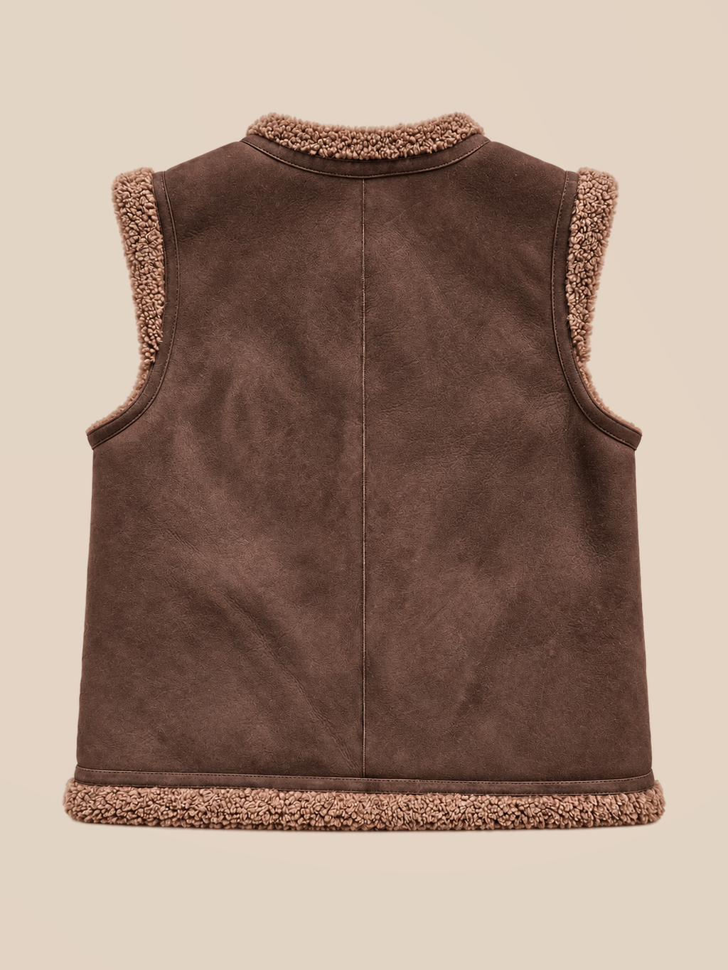 Suede shearling gilet - Coffee Melange — back view