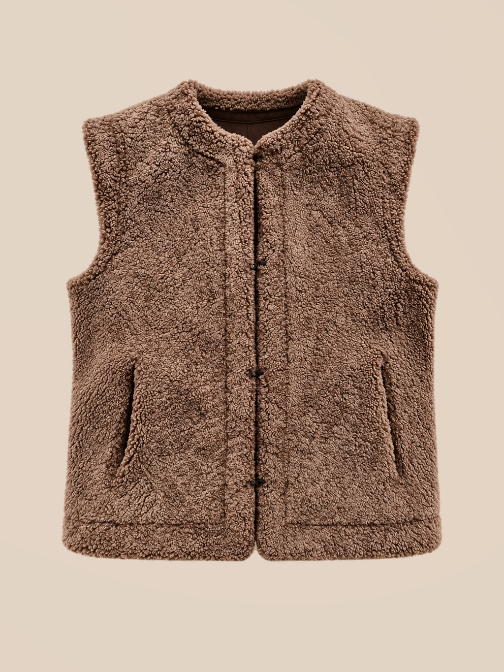 Suede shearling gilet - Coffee Melange — reversible shearling side