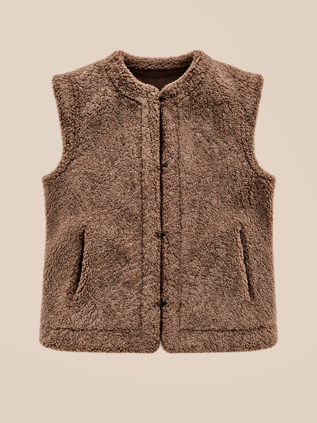 Suede shearling gilet - Coffee Melange — reversible shearling side