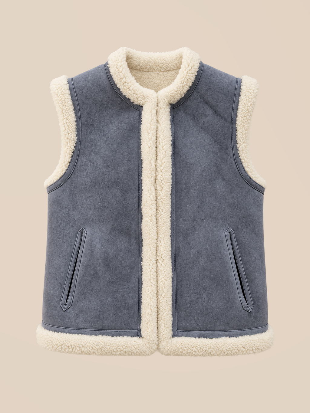 Suede shearling gilet - Jeans — front view