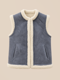 Suede shearling gilet - Jeans — front view