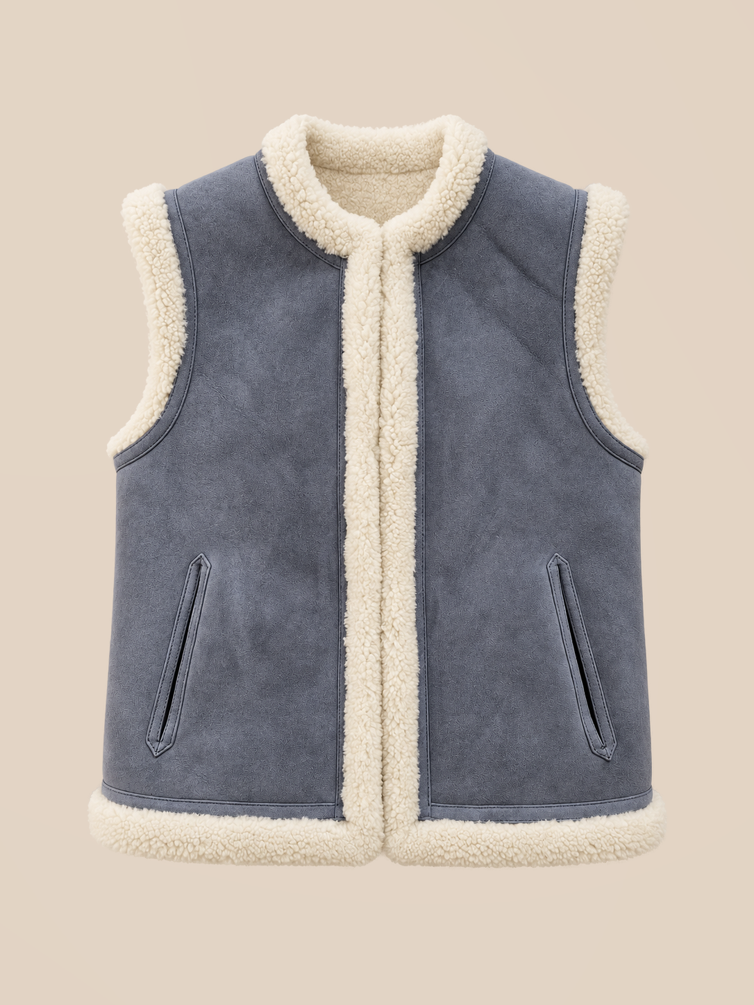 Suede shearling gilet - Jeans — front view