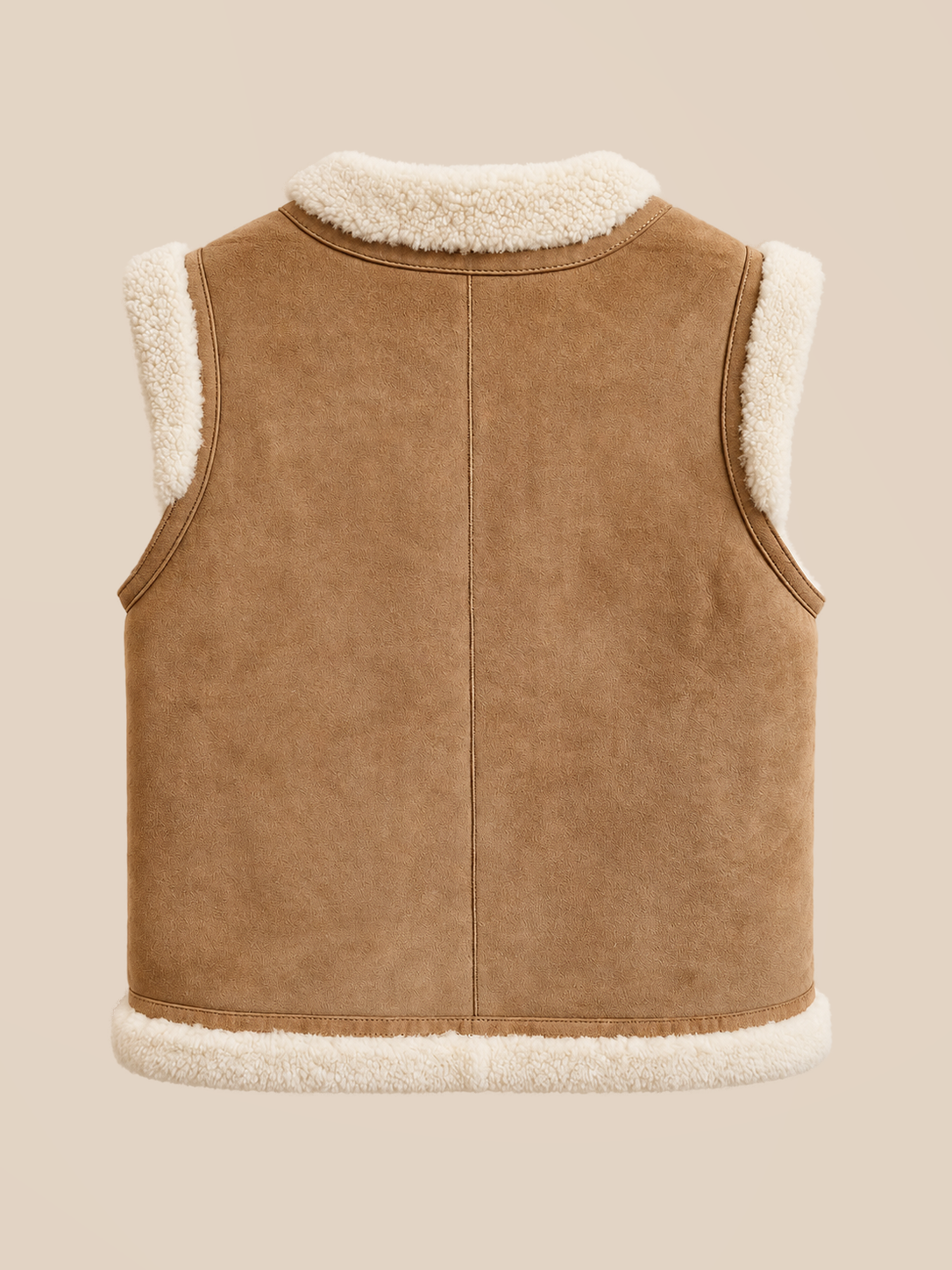 Suede shearling gilet - Whiskey — back view