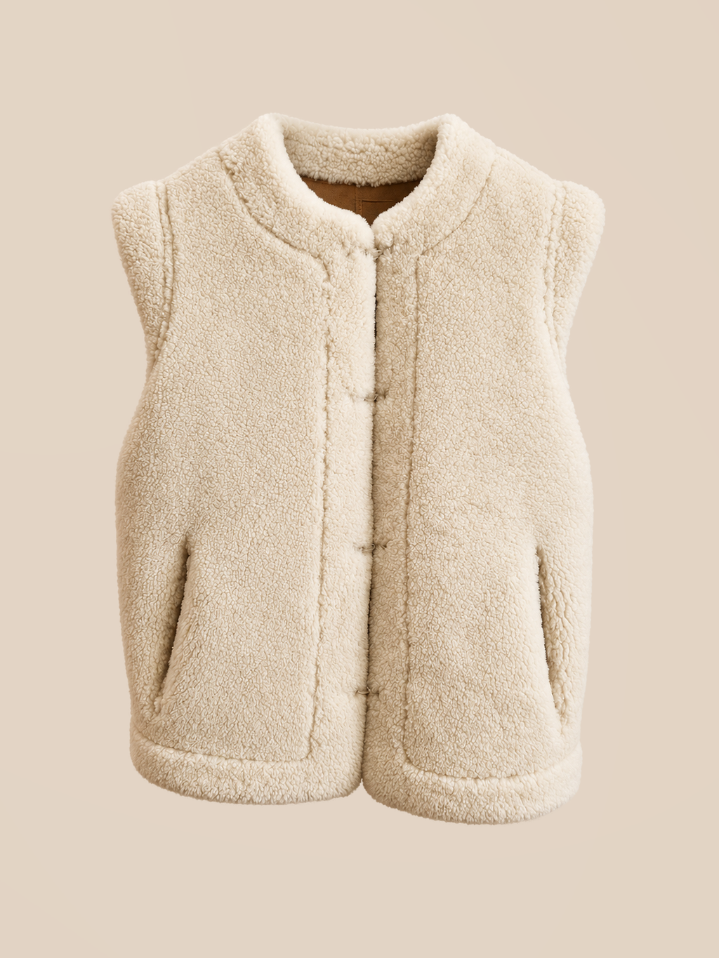 Suede shearling gilet - Whiskey — reversible shearling side