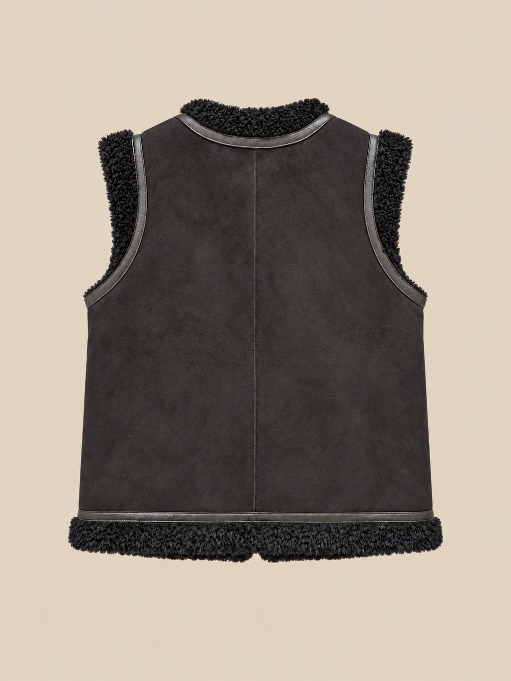 Gilet in montone scamosciato - Nero