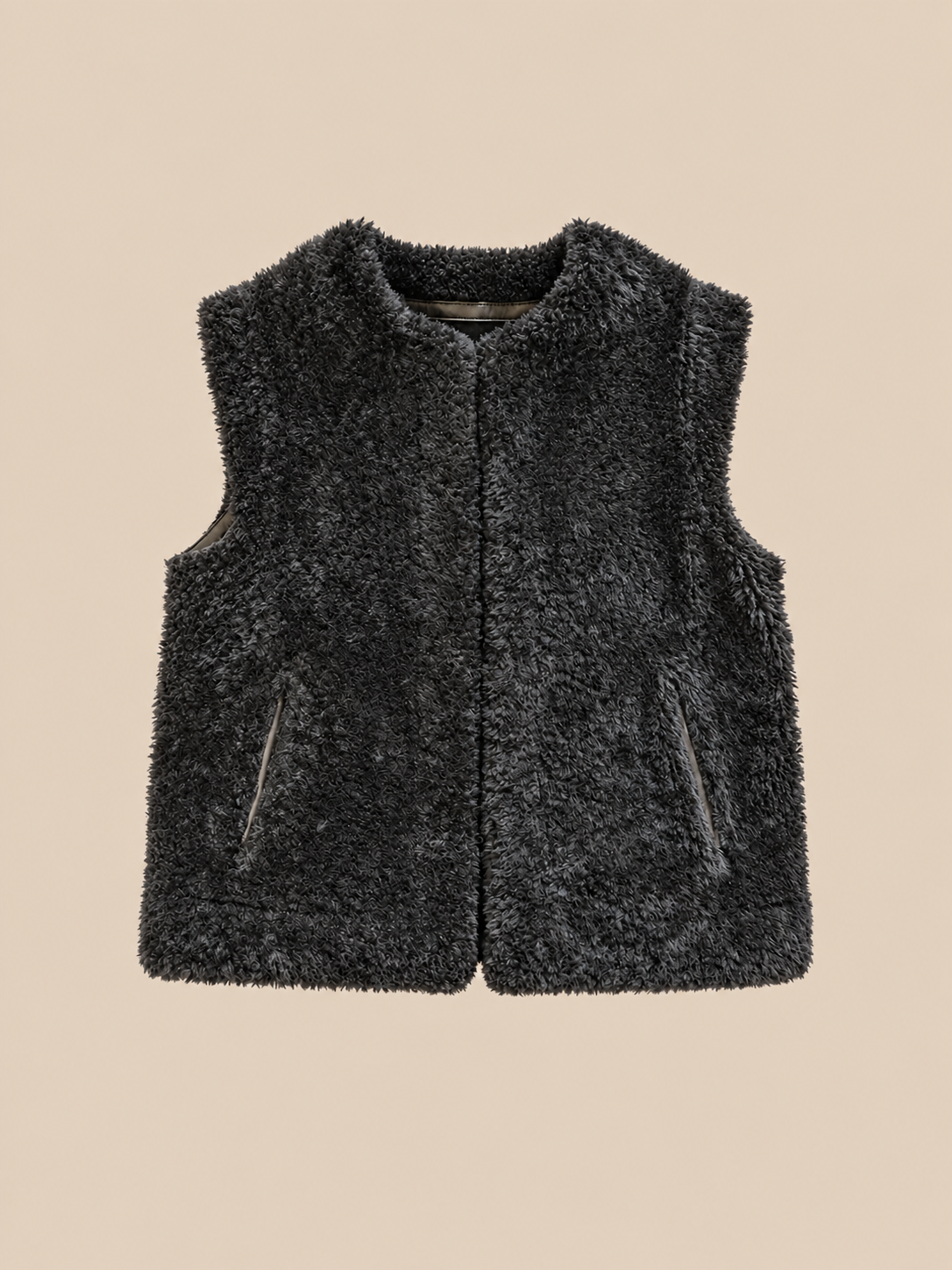 Gilet in montone scamosciato - Nero