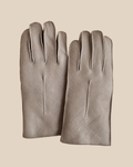 Nappa shearling gloves - snow grey — product view 03, shearling gloves on a beige background