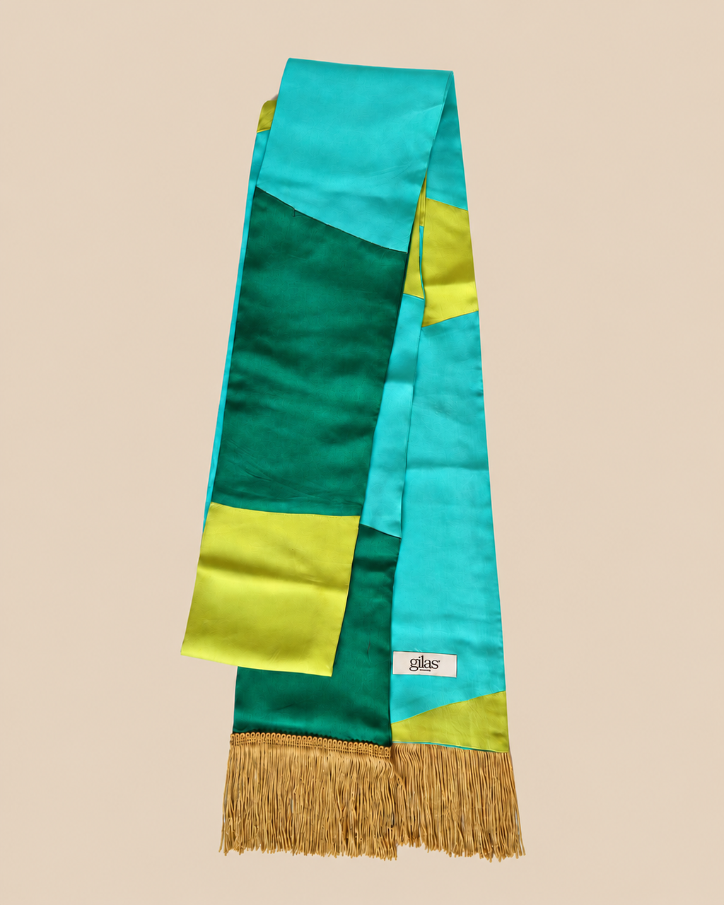 Silk scarf - Pattern green color blocks