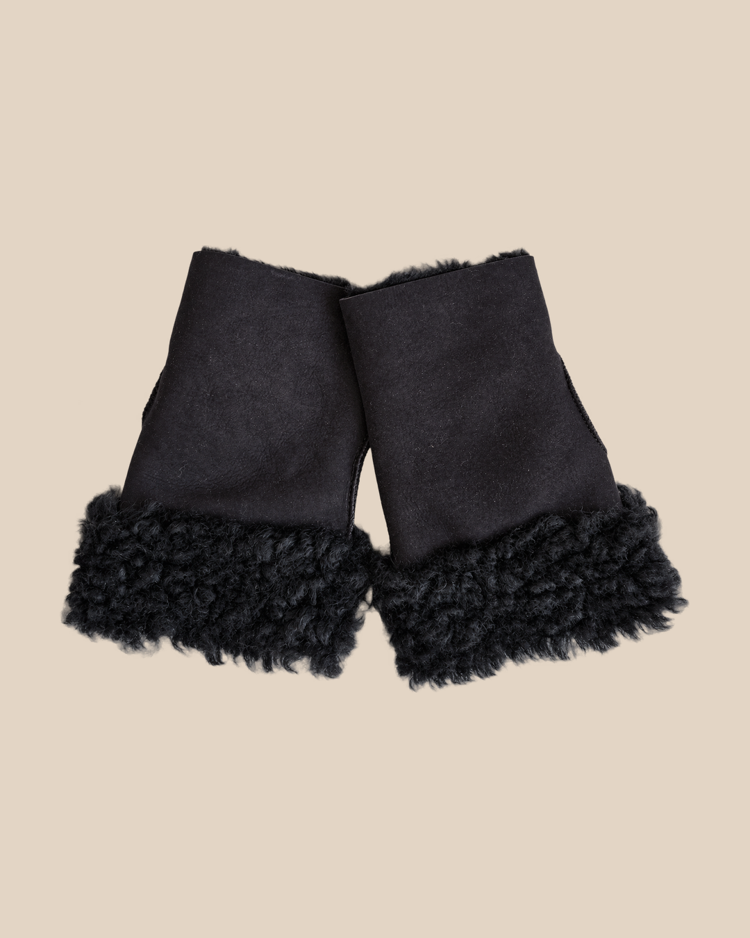 Suede shearling muffs - Black - product view - 20261013_162003