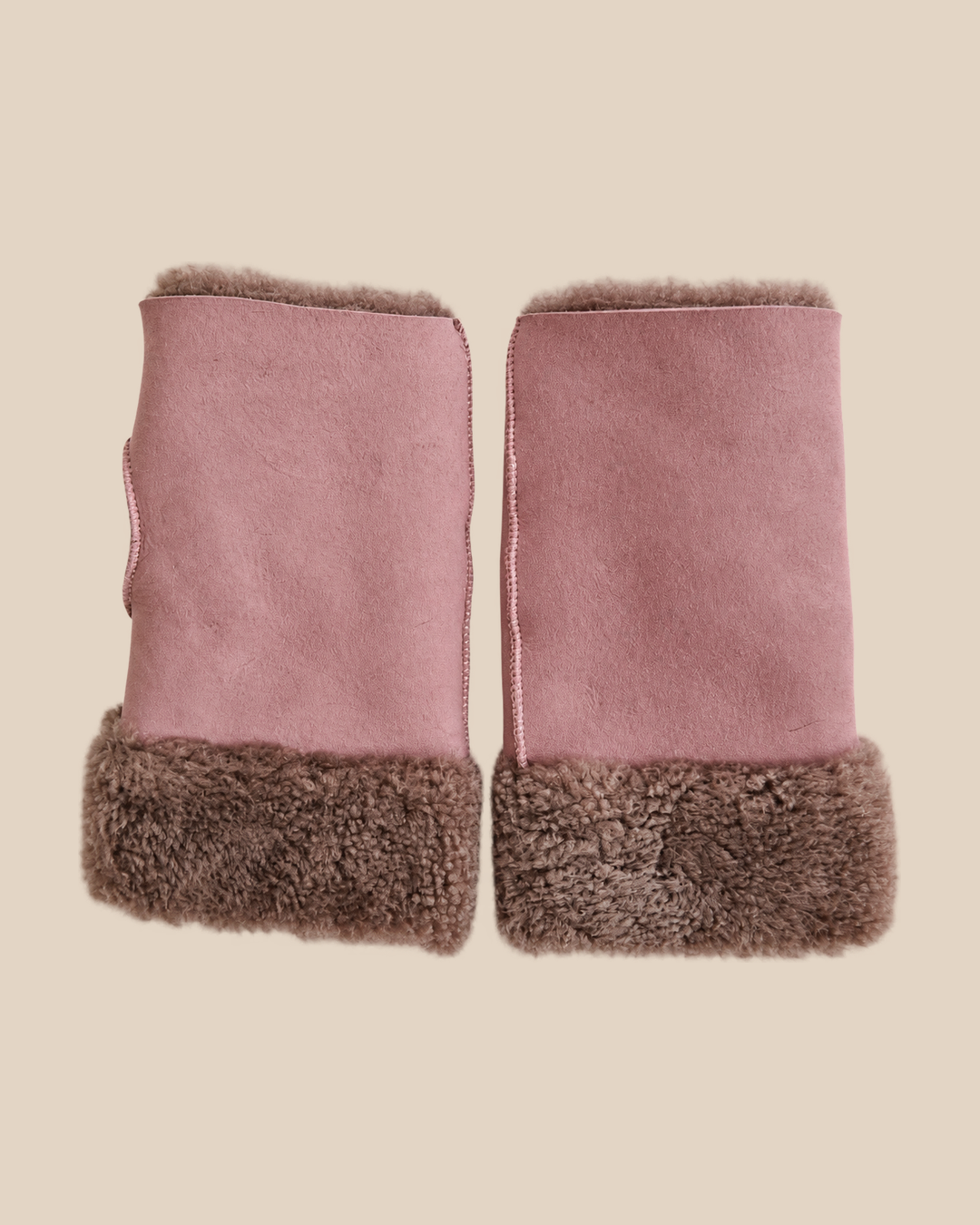 Suede shearling muffs - Mauve