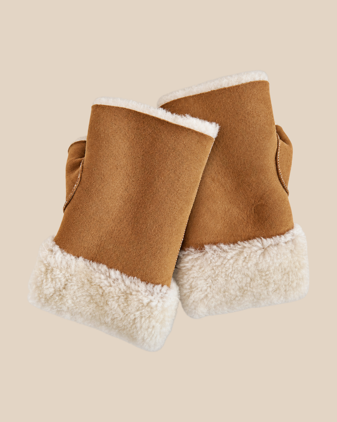 Suede shearling muffs - Whiskey - product view - 20261013_163906