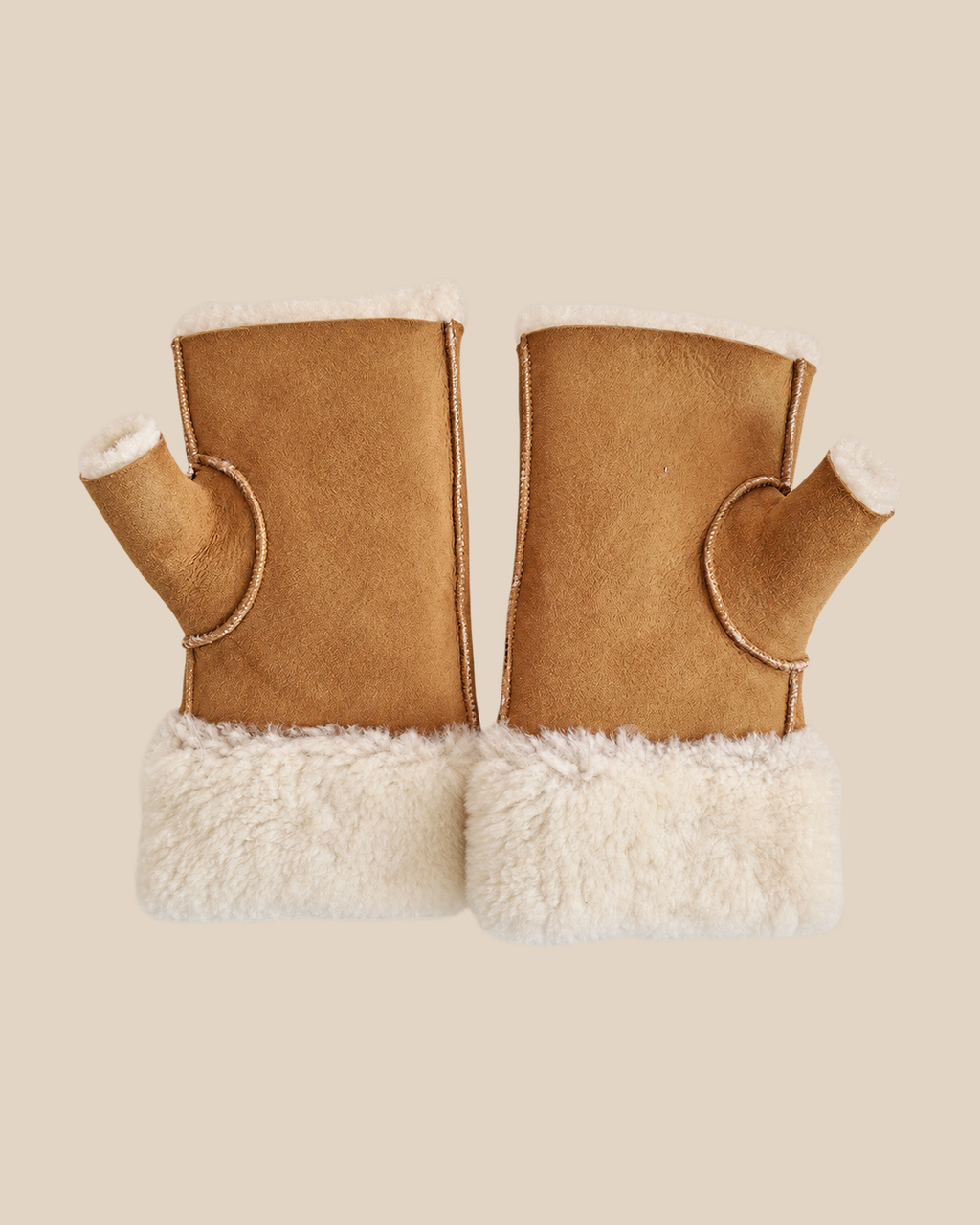 Suede shearling muffs - Whiskey - product view - 20261013_163936